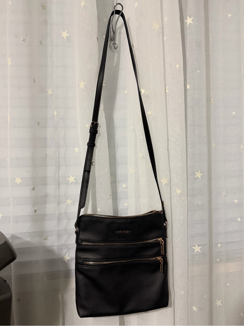 Anne Klein Black Wristlet with Gold-Tone Zip